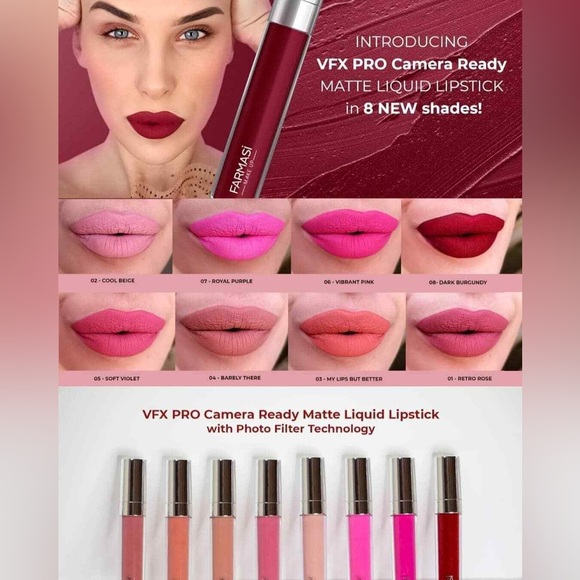 3/$30 NEW Farmasi | VFX Pro Liquid Matte Lipstick | 08 Dark Burgundy - Picture 2 of 7